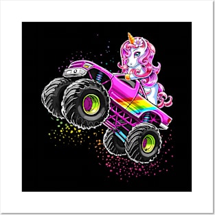 Monster Truck Unicorn Birthday Party Monster Truck Girl Posters and Art